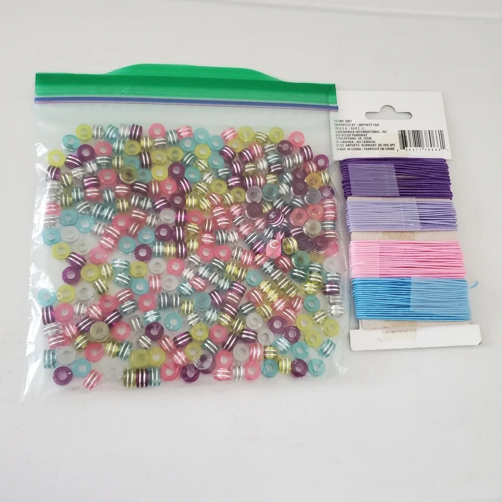 Crafters Square Jewelry Making Kit Striped Beads and 4pk Stretch Lace Elastic